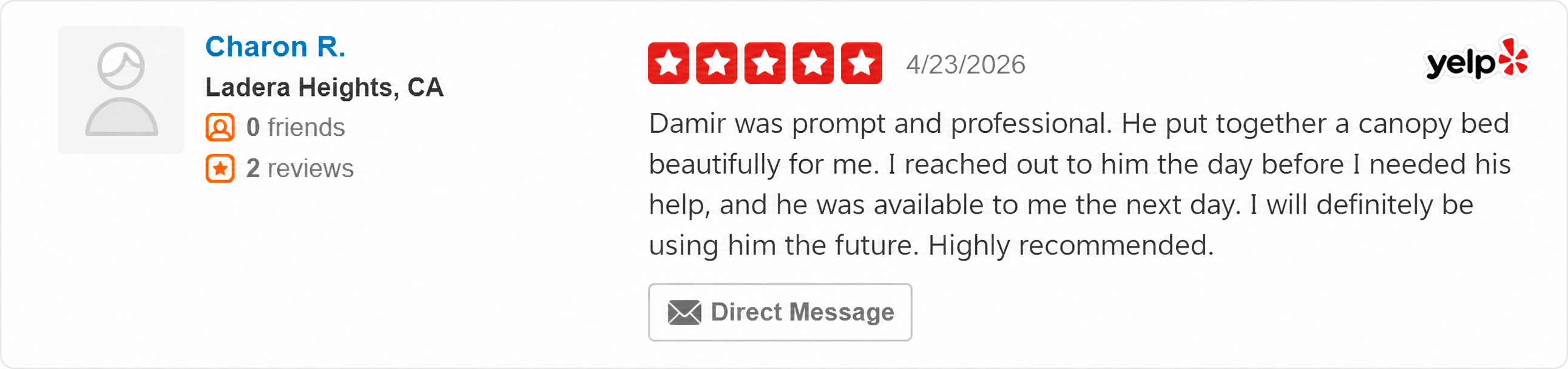 Yelp review screenshot from Charon R.
